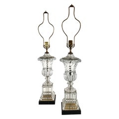 Pair of Italian Modern Glass and Brass Lamps, Baroiver & Toso