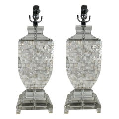 2 Pairs of Mother of Pearl Table Lamps