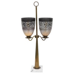 American Modern Brass, Glass and Marble Lamp, Style of Tommi Parzinger