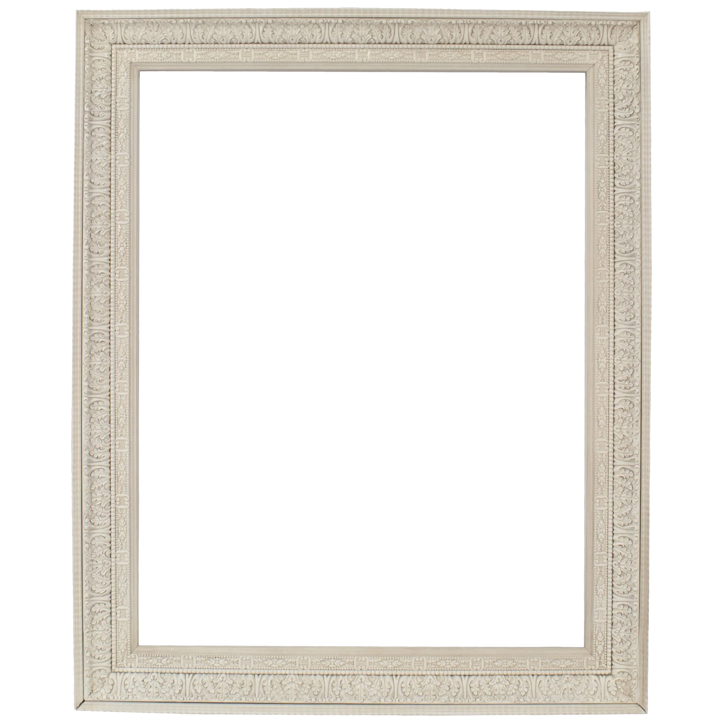 Specchio da parete francese in stile Luigi XIV dipinto di bianco e con cornice in legno d'acanto in vendita