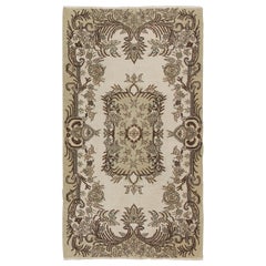 4x7 ft Vintage Hand Knotted Anatolian Oushak Accent Rug with Medallion Design