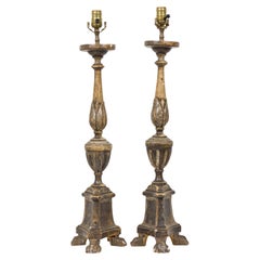 Pair of Italian Rococo Wooden Table Lamps