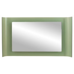 Fontana Are Italian Mid-Century Frosted Green Glass Wall Mirror