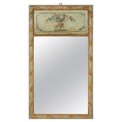 Italian Genoese Rococo Carved and Painted Trumeau Mirror