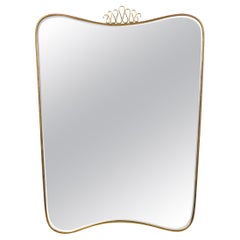 Gio Ponti Style Italian Mid-Century Gold Asymmetrical Wall Mirror