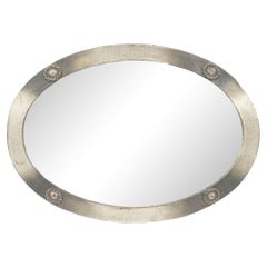 Englischer Arts & Craft Oval Wandspiegel aus Zinn