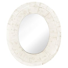 American Country OvalWeathered White Painted Wall Mirror