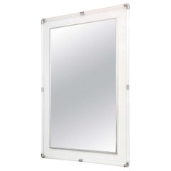 Grande specchio americano moderno in lucite e cromo lucido di Charles Hollis Jones