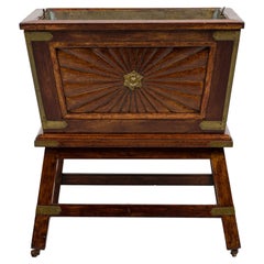 Colonial Anglo-Indian Style Wood Brass Bound Wine Cooler on Stand