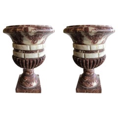 Pair of 19th Century Italian Neo-classic Rosso Antico & Carrara Marble