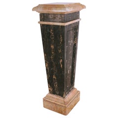 French Empire Style Solid Black and Beige Marble Pedestal