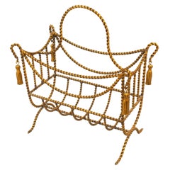 Art Moderne Gilt Rope Magazine Rack