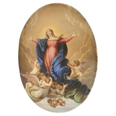 Continental Porcelain Virgin Mary Plaque