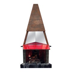 Muebles Bar Chimenea Decorativa Pergamino Diseño Moderno Vintage Años 60