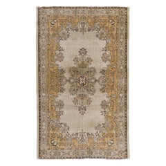6.7x10.6 Ft Fine Vintage Turkish Rug in Light Gray, Brown, Rust and Beige Colors