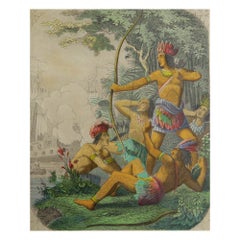 Original Antique Print of Native Americans, circa 1870