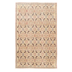 6.4x10 Ft Vintage Floral Art Deco Wool Area Rug, Handmade Turkish Carpet