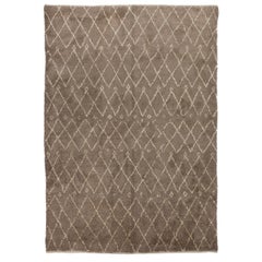Alfombra Bereber Marroquí Contemporánea en Colores Natural Latte y Marfil, 100% Lana