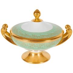 Antique Green and Gold Two-Part Tureen