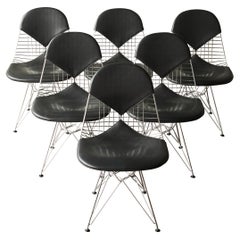 Charles e Ray Eames Set di 6 sedie con struttura in filo metallico 'Bikini' Vitra anni '80