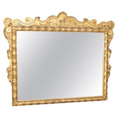 Large  Carved Oak Leaf and Shell Motif Regency Style Carved Gold Gilt mirror
