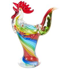 Retro Murano Rooster Glass Figurine