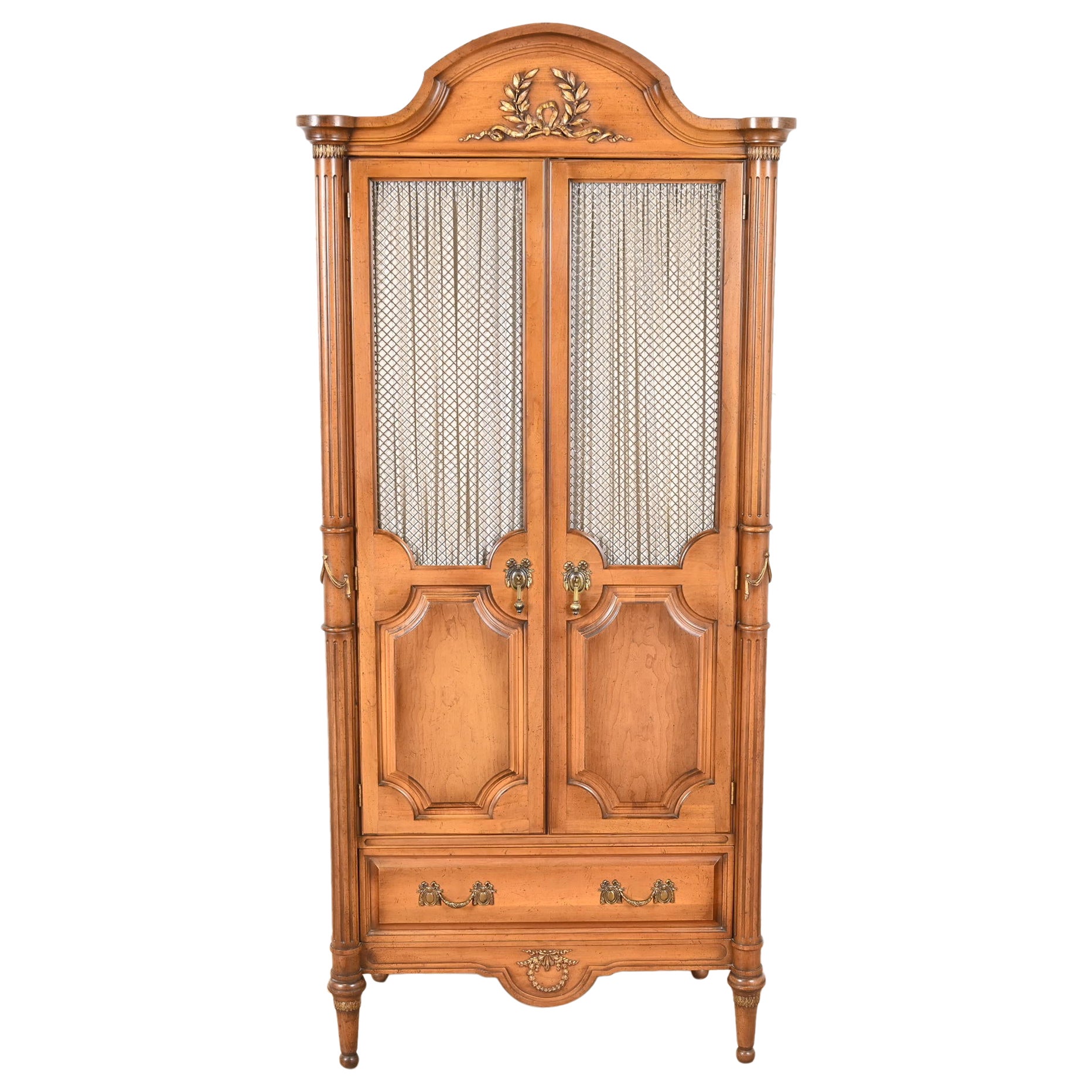 Karges Style French Regency Louis XVI Fruitwood Armoire Dresser or Linen Press