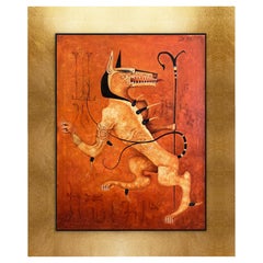 "Defensor" Óleo sobre lienzo Pintura original en marco de madera con pan de oro, 2005