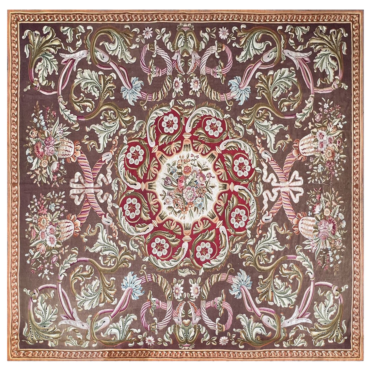 French Rug Aubusson Manufacture 19th century - Napoleon III style - No. 1429