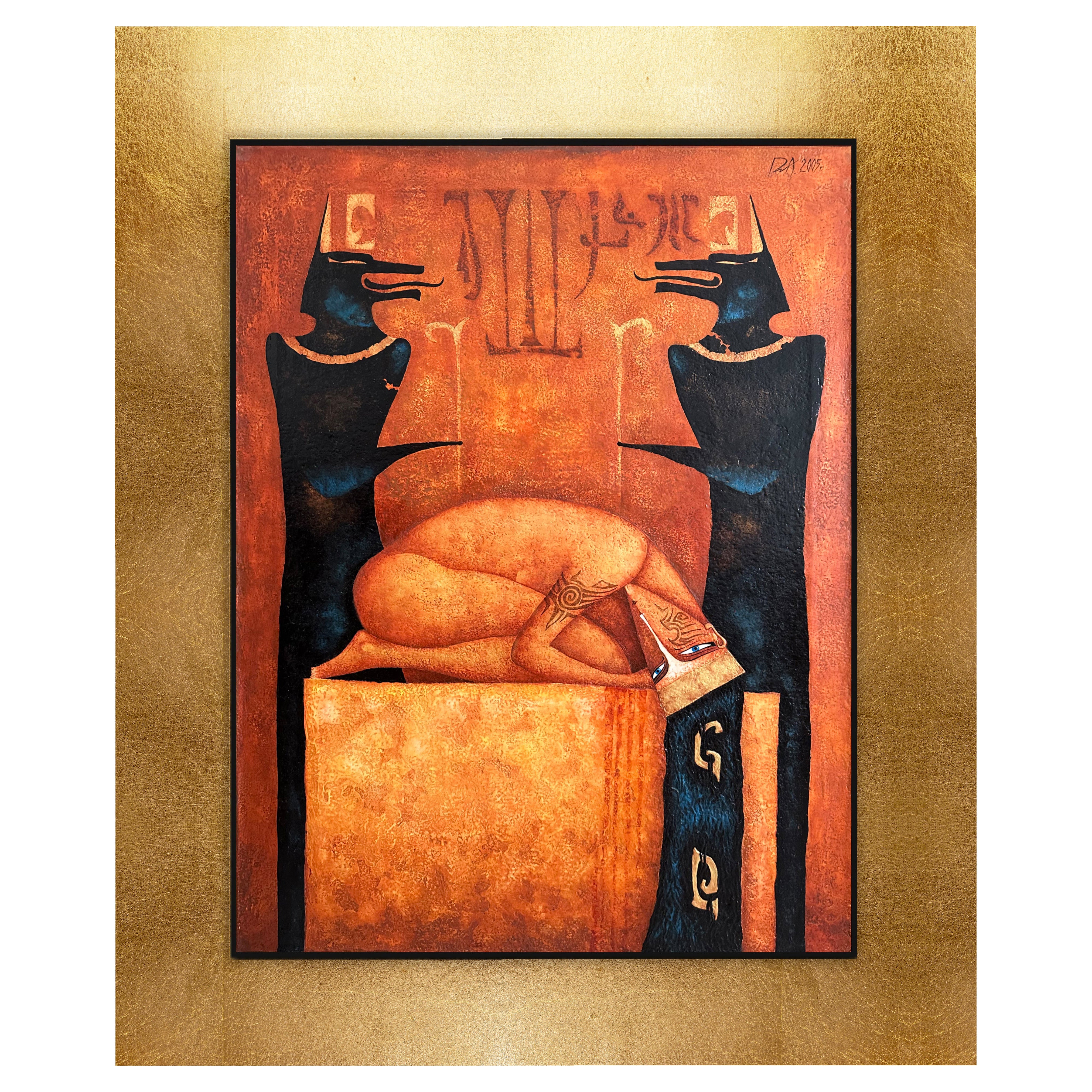 Sacrificio Óleo sobre lienzo Pintura original  en marco de madera dorada, 2005