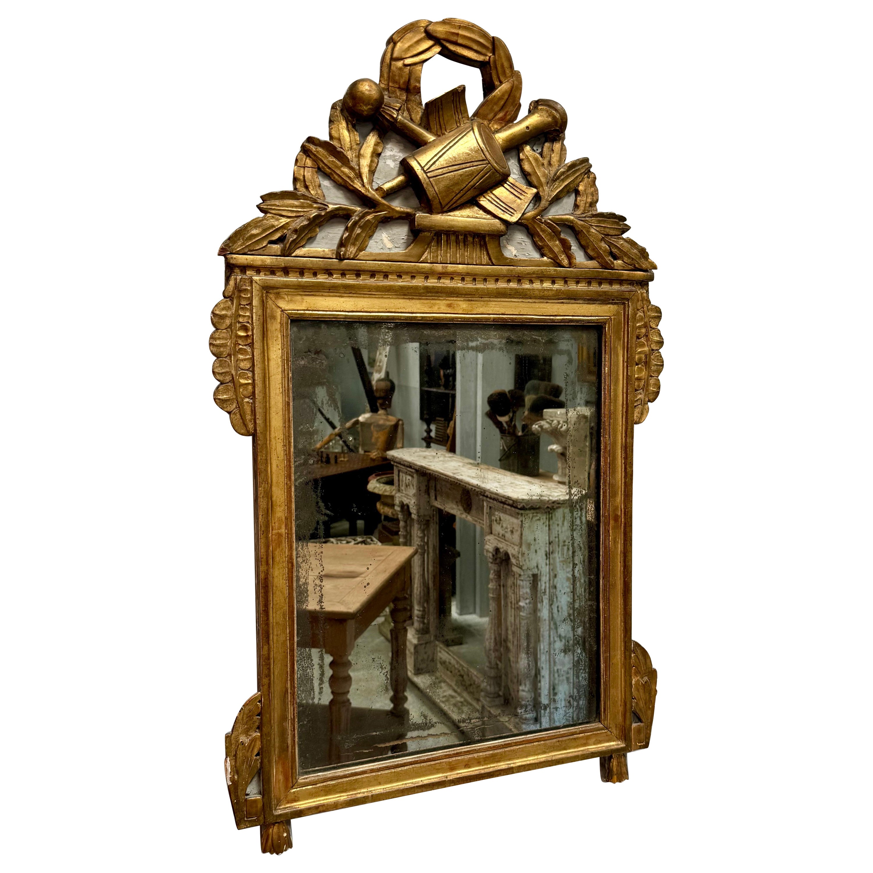 19. Jahrhundert Louis XVI Stil Französisch Giltwood Bridal Spiegel