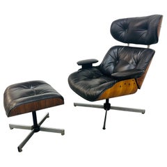 Mid-Century Modern Eames Style Swivel Lounge Chair & Ottoman