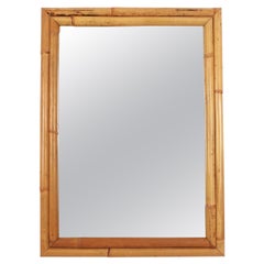 Miroir rectangulaire en bambou et rotin