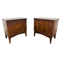 Mid-Century Modern Kent Coffey Parkway Walnut Nightstands - Set of 2