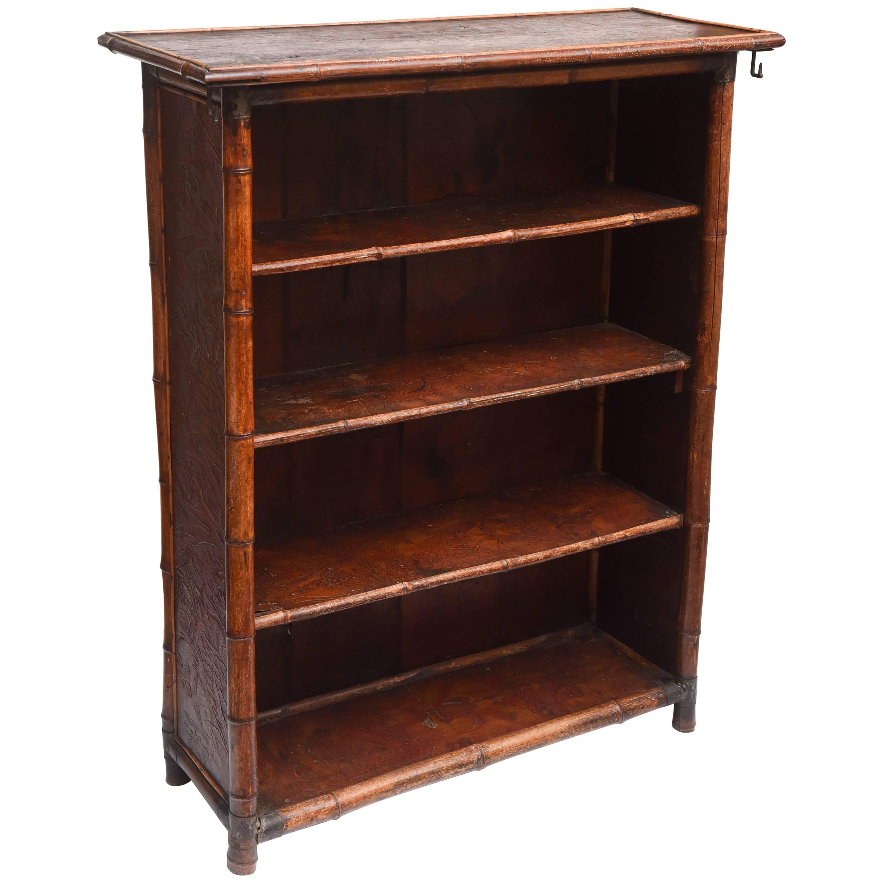 19th Century English Open Bamboo Bookcase