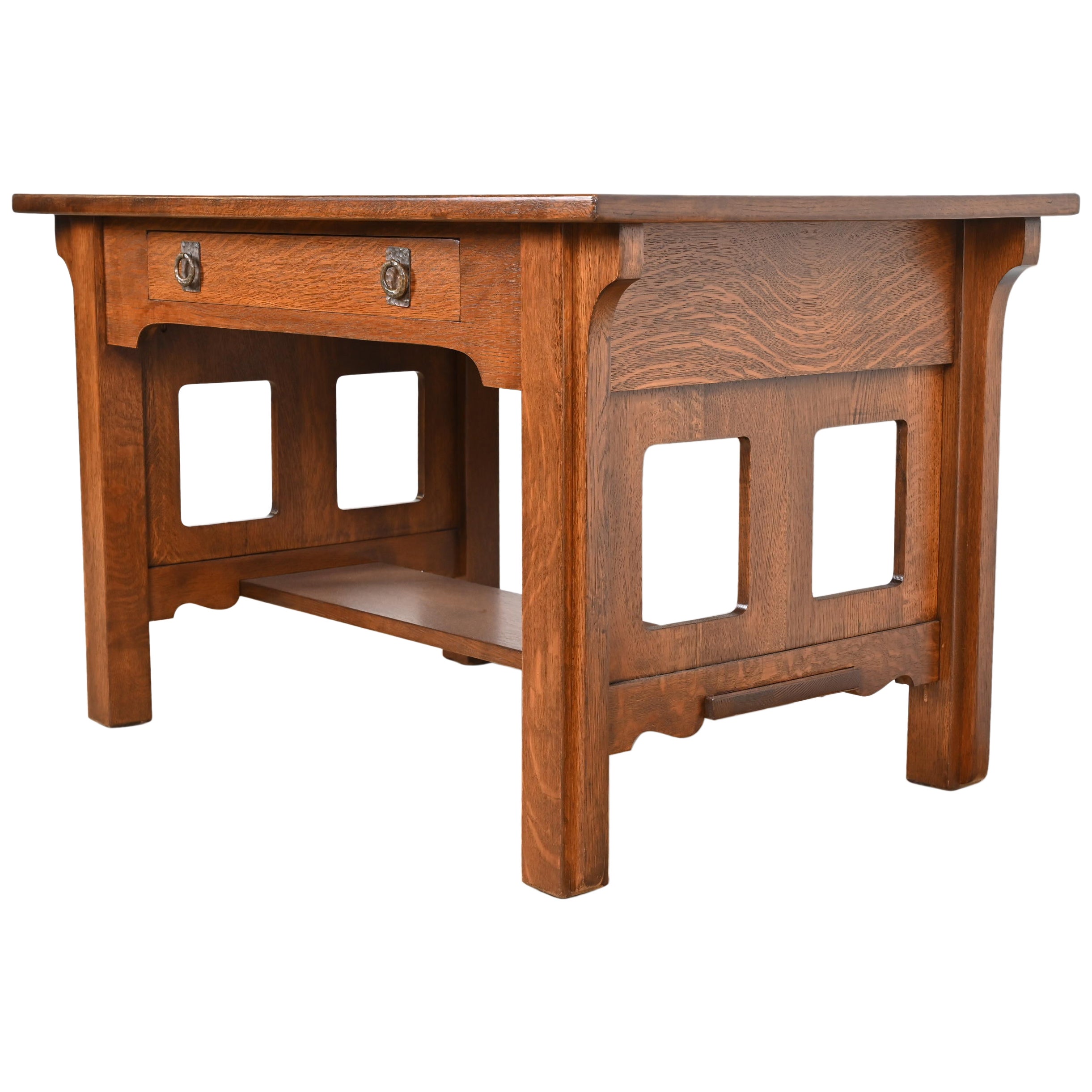 Lifetime Furniture Escritorio o mesa de biblioteca antiguos Mission Oak Arts & Crafts