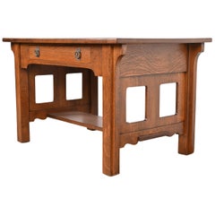Lifetime Furniture Escritorio o mesa de biblioteca antiguos Mission Oak Arts & Crafts