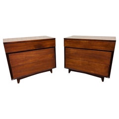 Vintage Mid-Century Modern Kroehler Walnut Bachelor Chests - Set of 2