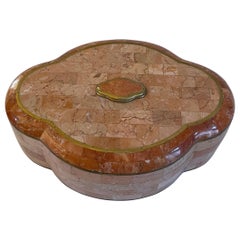 Scatola grande in marmo rosa e ottone di Maitland Smith