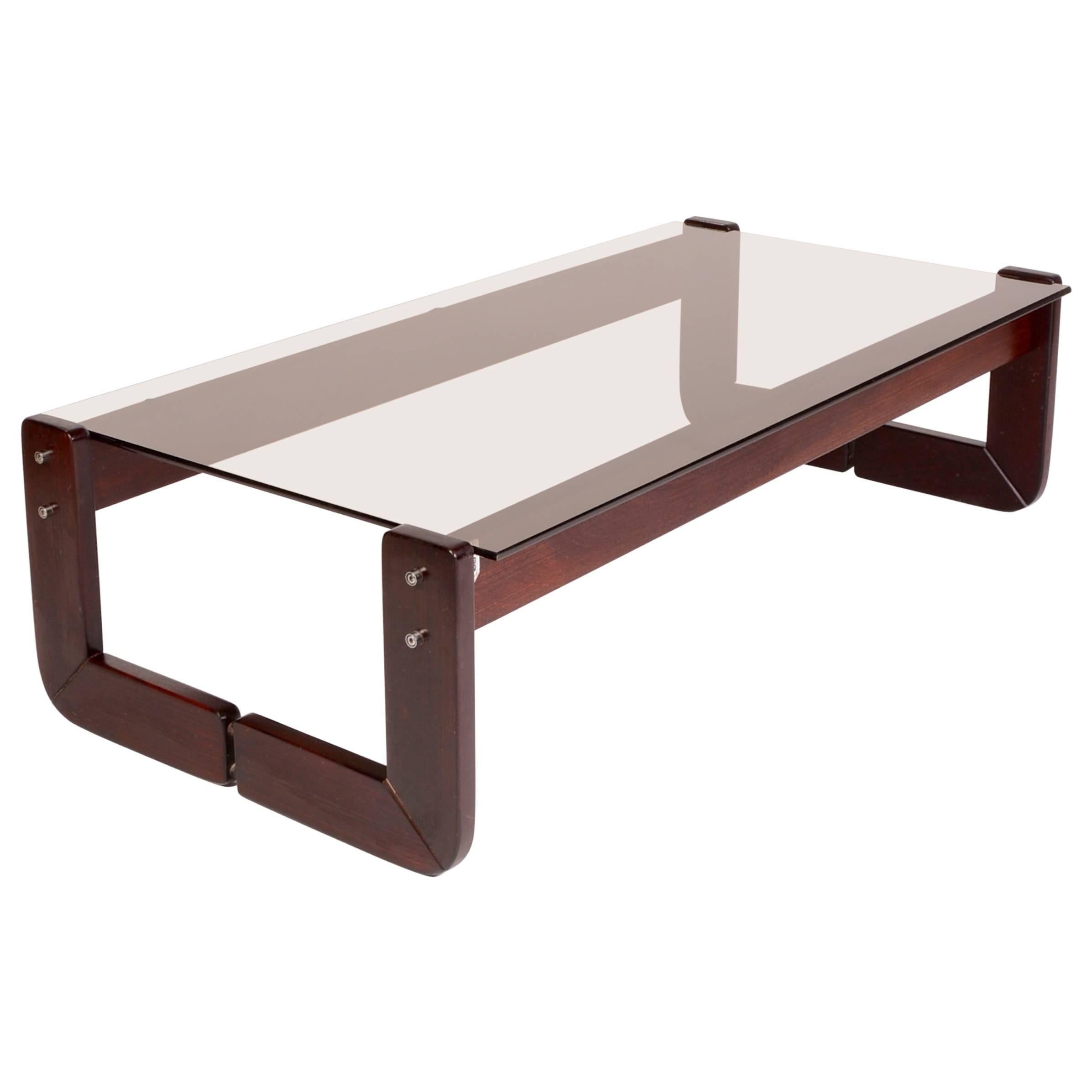 Percival Lafer Rosewood and Smoked Glass Coffee Table