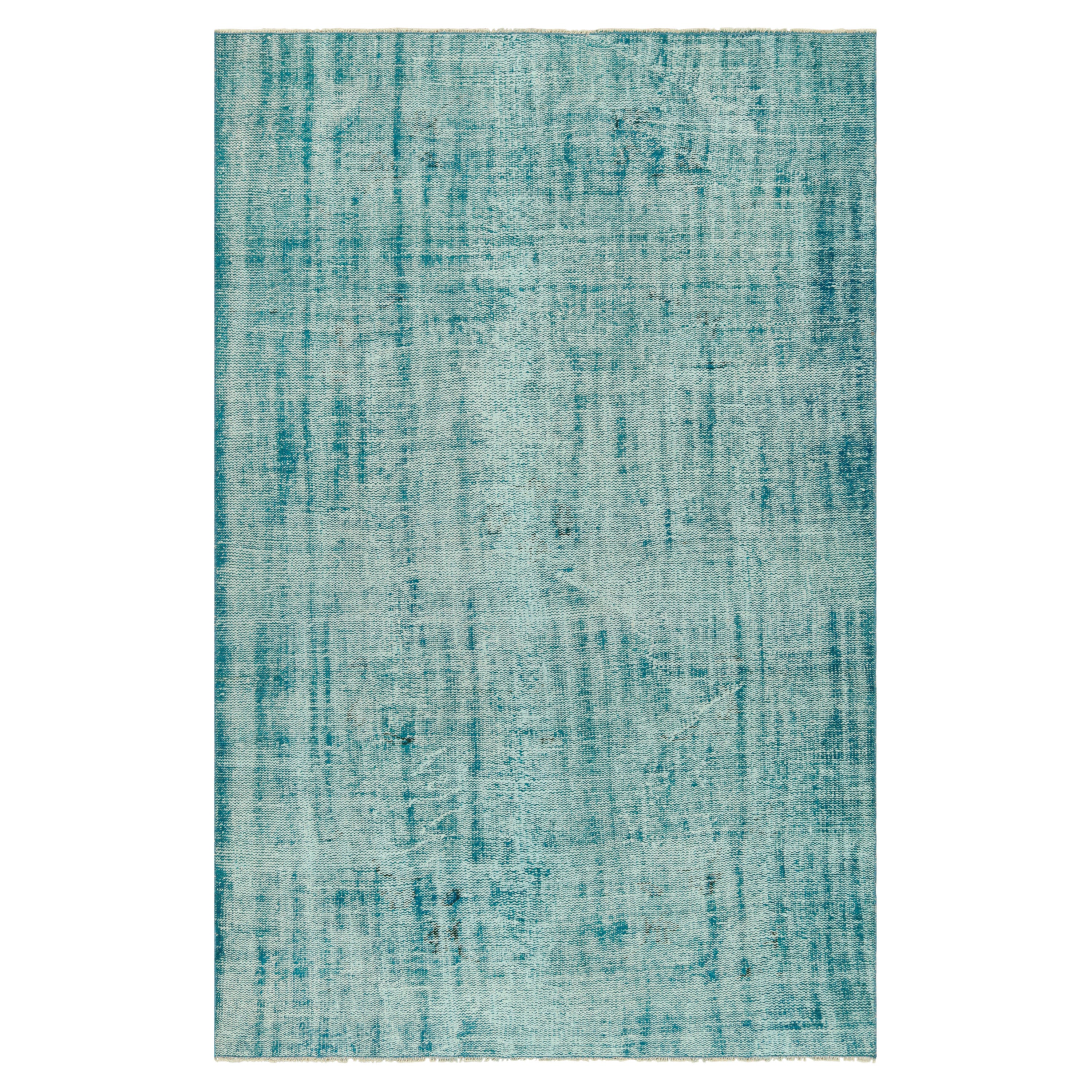 Vintage Turkish Rug in Blue Distressed Pattern, from Rug & Kilim