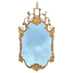 Mid-Century Italian Giltwood Chippendale Style Mirror W/ Pagoda -Friedman Bros.