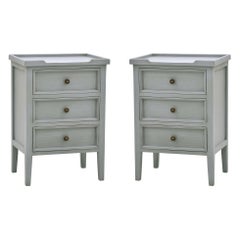Pair of Country Style Three Drawer End Tables in Charleston Gray