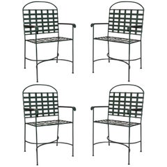 Set of Four Vintage Green Porch/Terrace Armchairs