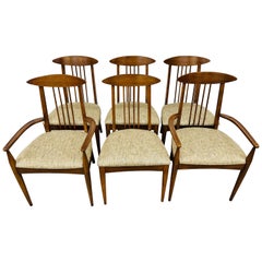 Mid-Century Modern Broyhill Sculptra Walnut Dining Chairs - Set of 6