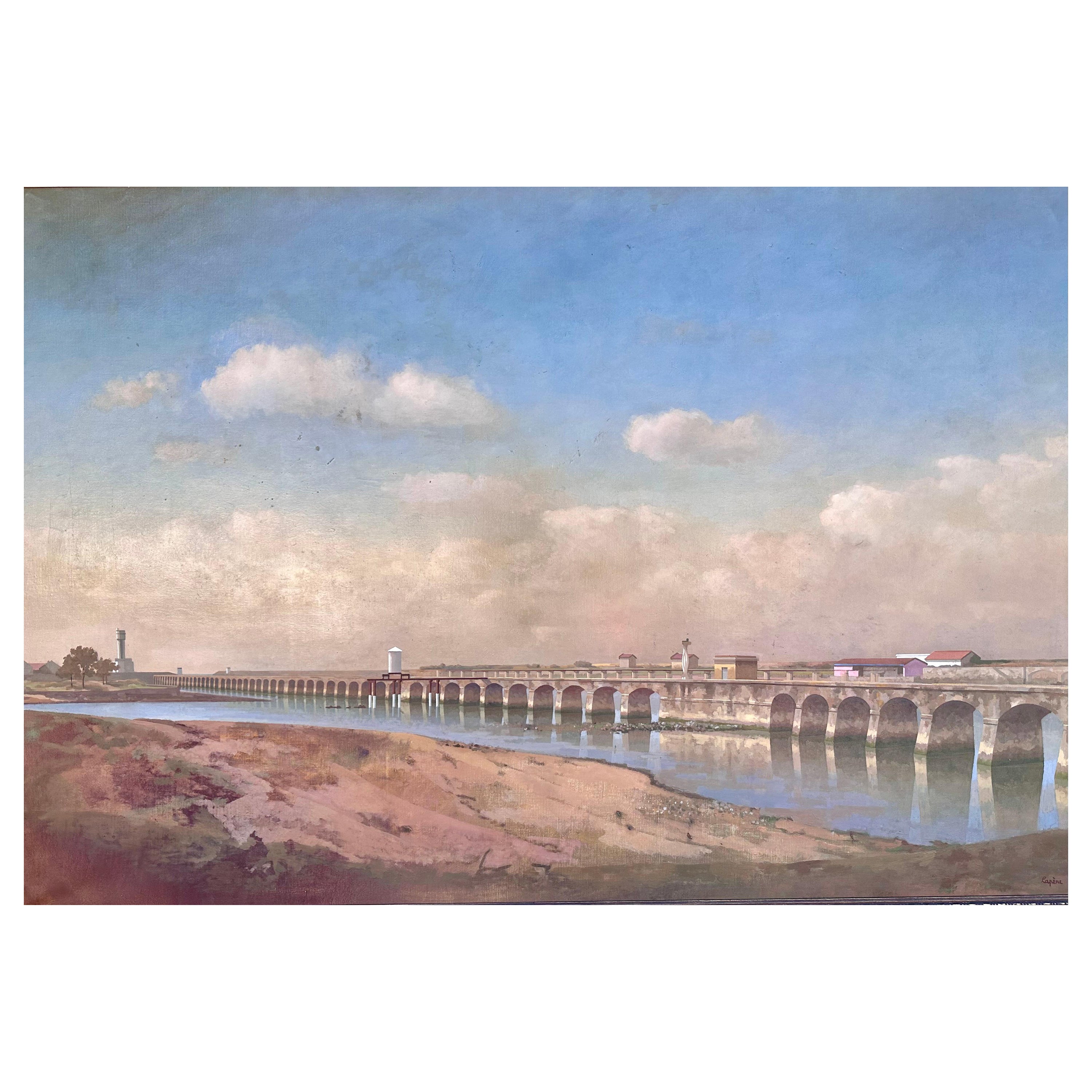 Huge Didier Lapène European Landscape Oil Painting - Point De La Barra