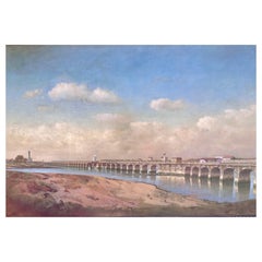 Riesiges Ölgemälde von Didier Lapène Europäische Landschaft - Point De La Barra
