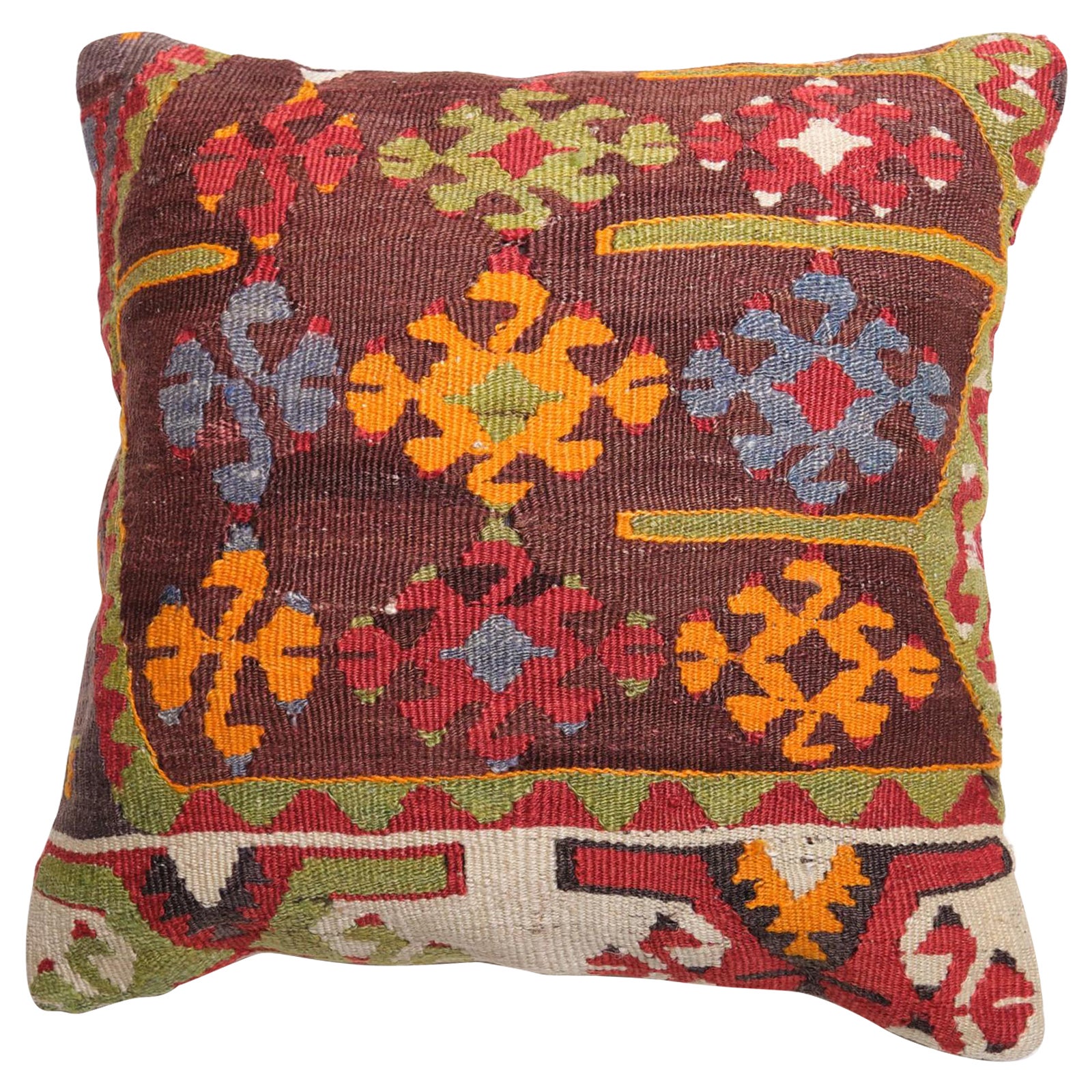 Funda de Cojín Kilim Vintage y Antiguo, Cojín Moderno Turco Yastik de Anatolia 4246 en venta