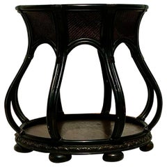 Vintage Coastal Woven Rattan Dining Table Pedestal