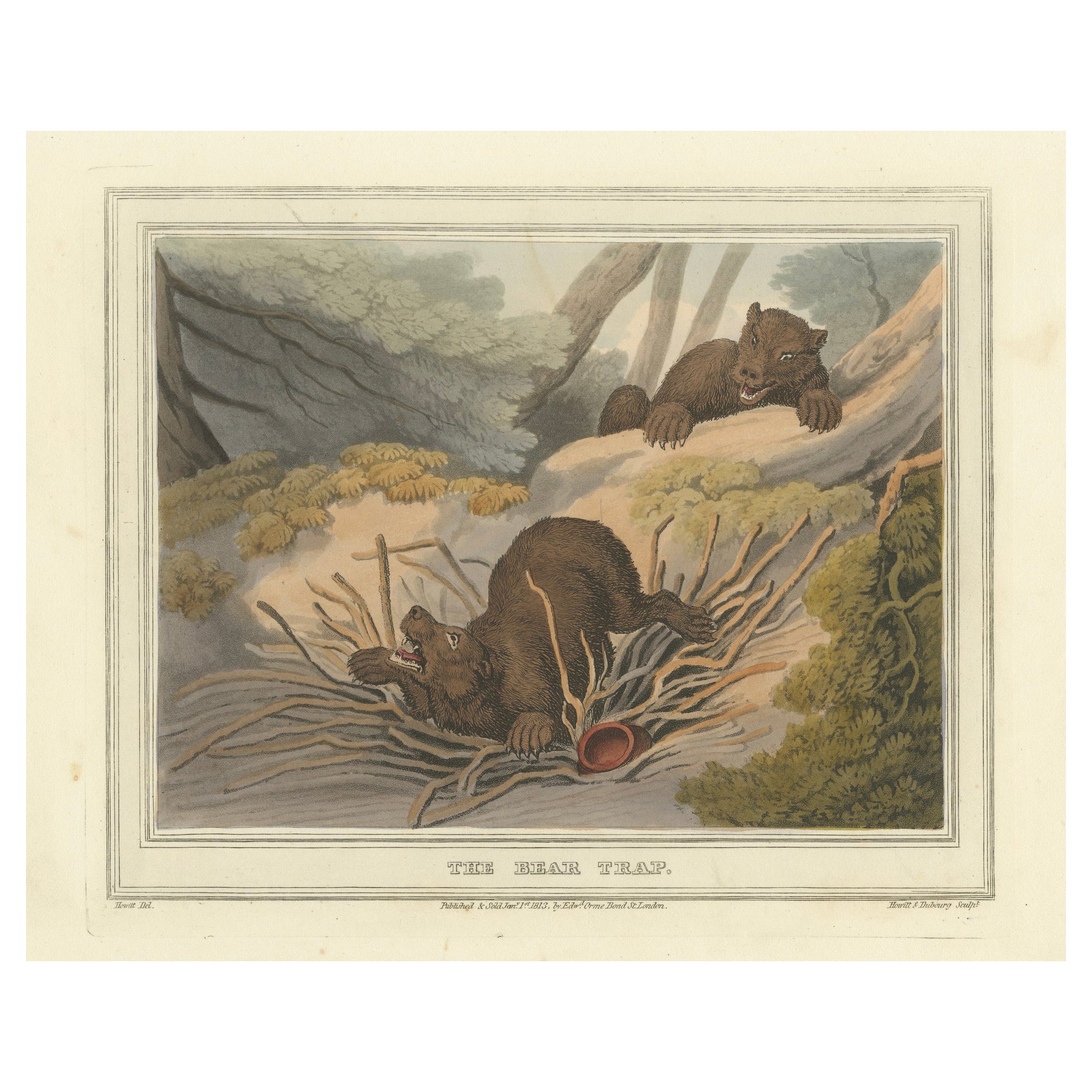 Foreign Field Sports: The Bear Triap Aquatint by Dubourg, Merke & Howitt, 1813